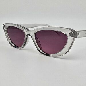 Kendall + Kylie Alessia Crystal Clear Frame Dark Purple Lens Cat Eye Sunglasses
